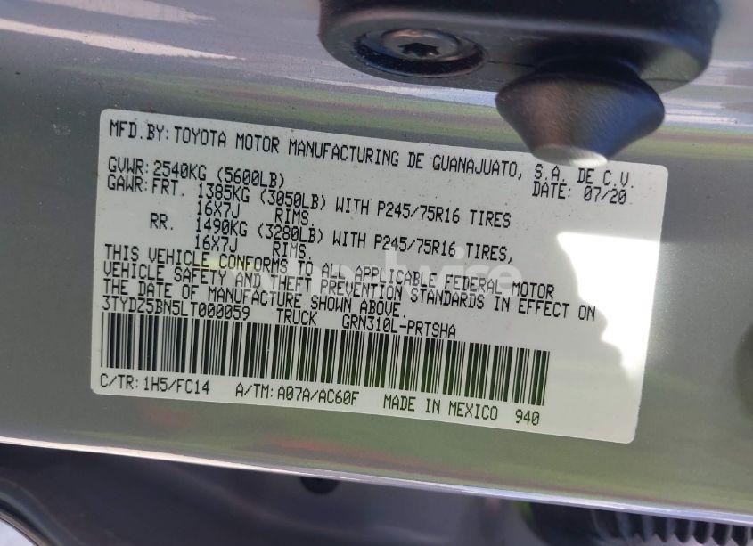 Photo 9 of 2020 Toyota Tacoma SR5 V6 (VIN 3TYDZ5BN5LT000059)