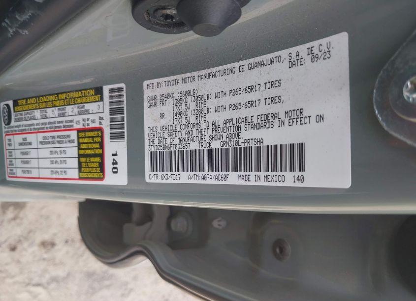 Photo 9 of 2023 Toyota Tacoma TRD SPORT (VIN 3TYDZ5BN6PT033657)