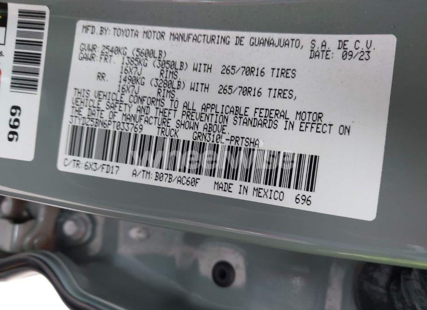 Photo 9 of 2023 Toyota Tacoma TRD SPORT (VIN 3TYDZ5BN6PT033769)