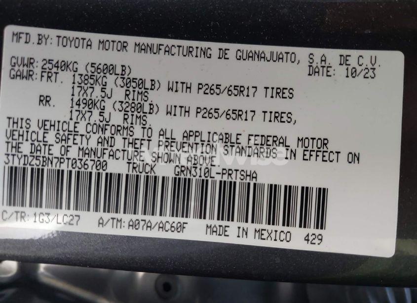 Photo 9 of 2023 Toyota Tacoma TRD SPORT (VIN 3TYDZ5BN7PT036700)