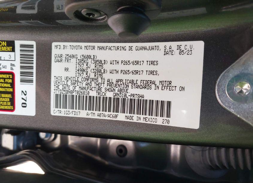 Photo 9 of 2023 Toyota Tacoma TRD SPORT (VIN 3TYDZ5BN8PT026810)