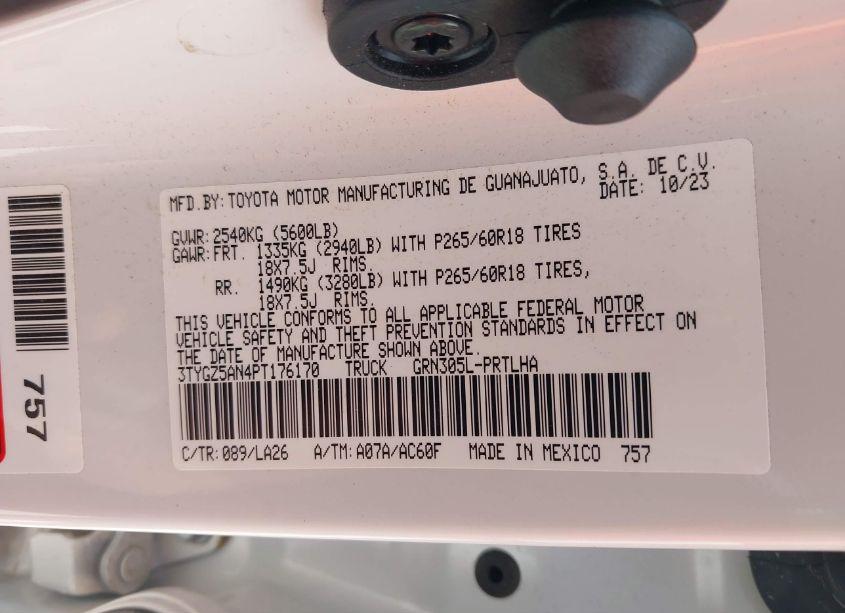 Photo 9 of 2023 Toyota Tacoma LIMITED (VIN 3TYGZ5AN4PT176170)