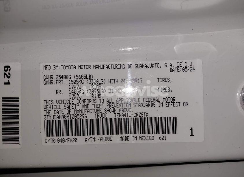 Photo 9 of 2024 Toyota Tacoma SR (VIN 3TYJDAHN8RT005296)