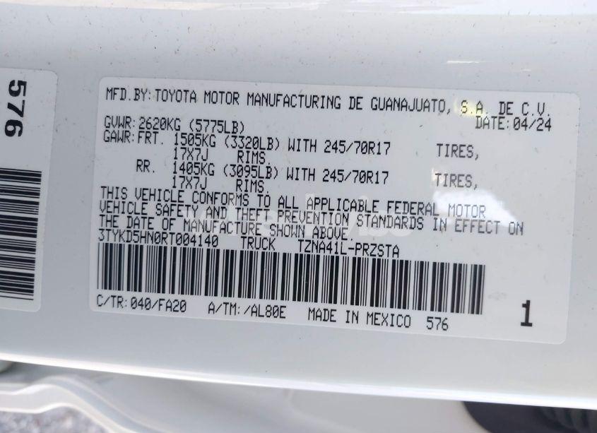 Photo 9 of 2024 Toyota Tacoma SR (VIN 3TYKD5HN0RT004140)