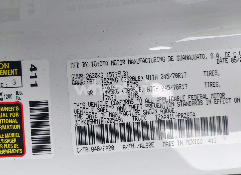 Photo 9 of 2024 Toyota Tacoma SR (VIN 3TYKD5HN1RT005491)