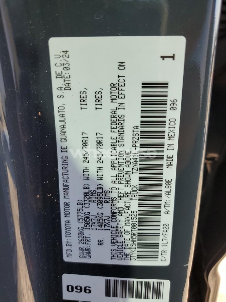 Photo 12 of 2024 TOYOTA TACOMA DOUBLE CAB (VIN 3TYKD5HN5RT001525)