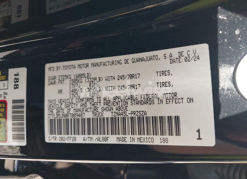 Photo 9 of 2024 Toyota Tacoma SR5 (VIN 3TYLB5JN0RT009407)
