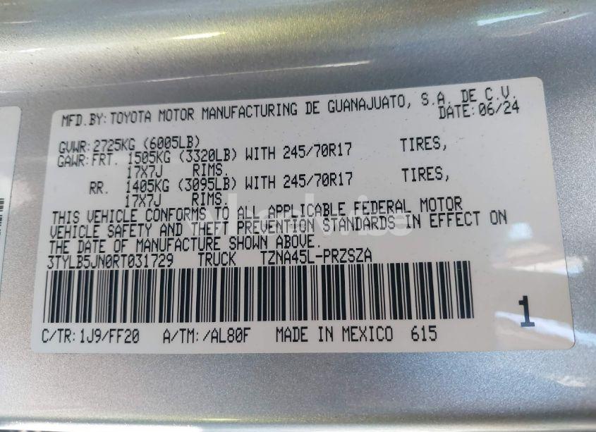 Photo 9 of 2024 Toyota Tacoma SR5 (VIN 3TYLB5JN0RT031729)