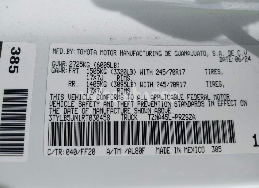 Photo 9 of 2024 Toyota Tacoma SR5 (VIN 3TYLB5JN1RT030458)