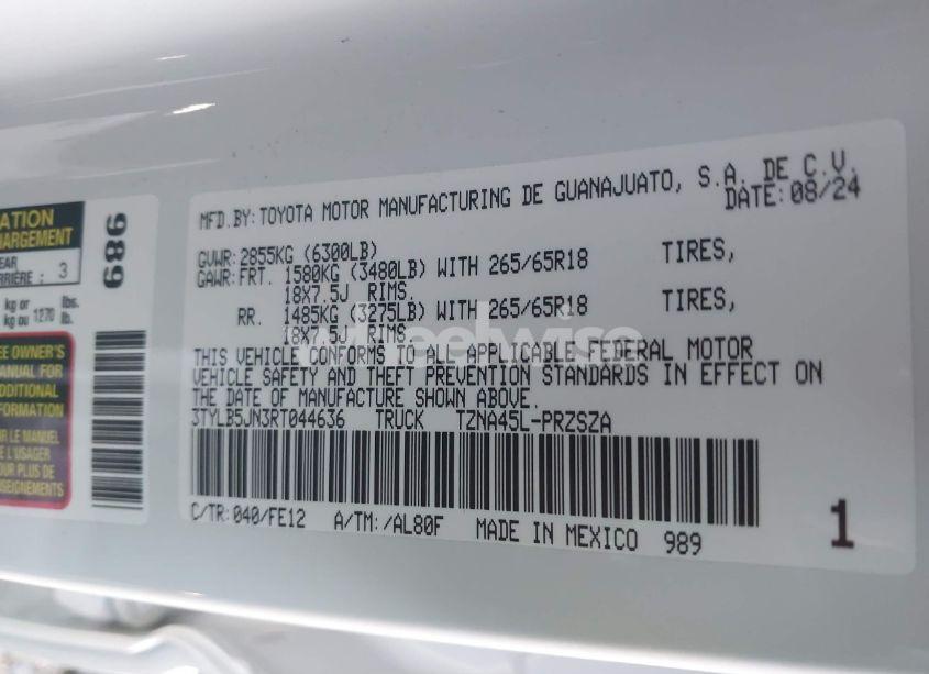 Photo 9 of 2024 Toyota Tacoma TRD SPORT (VIN 3TYLB5JN3RT044636)