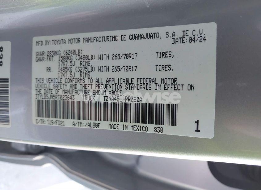 Photo 9 of 2024 Toyota Tacoma TRD OFF ROAD 4WD (VIN 3TYLB5JN5RT023643)