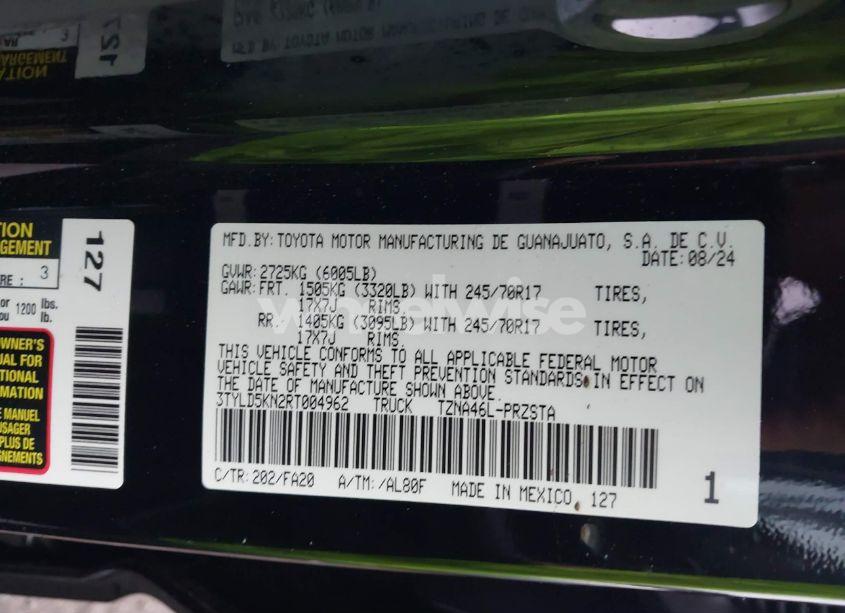 Photo 9 of 2024 Toyota Tacoma SR (VIN 3TYLD5KN2RT004962)