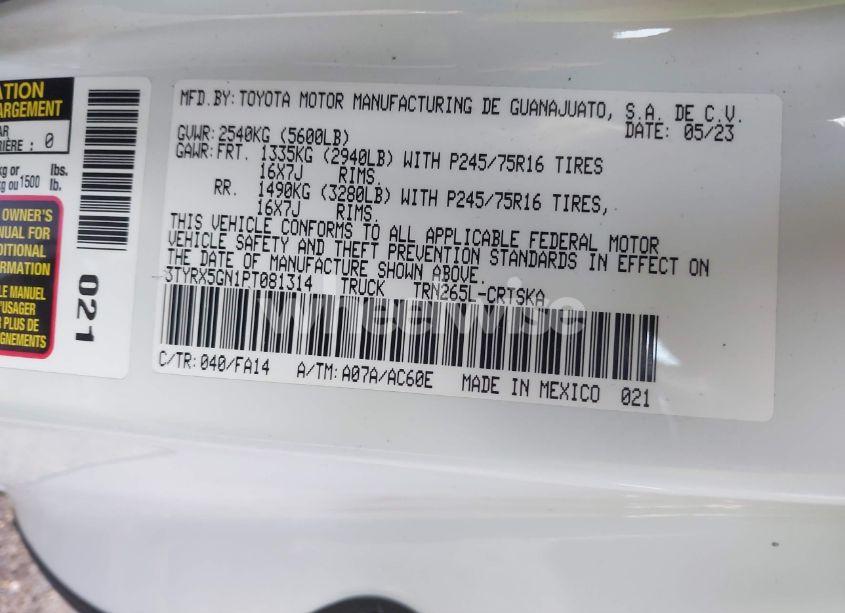 Photo 9 of 2023 Toyota Tacoma SR (VIN 3TYRX5GN1PT081314)