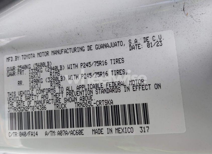 Photo 9 of 2023 Toyota Tacoma SR (VIN 3TYRX5GN2PT074386)