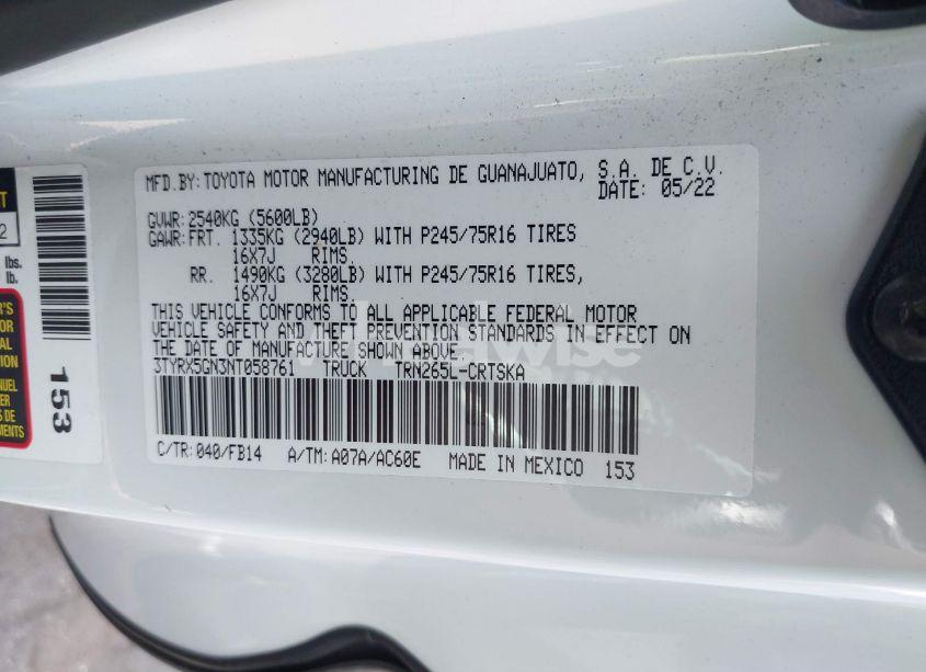 Photo 9 of 2022 Toyota Tacoma SR (VIN 3TYRX5GN3NT058761)