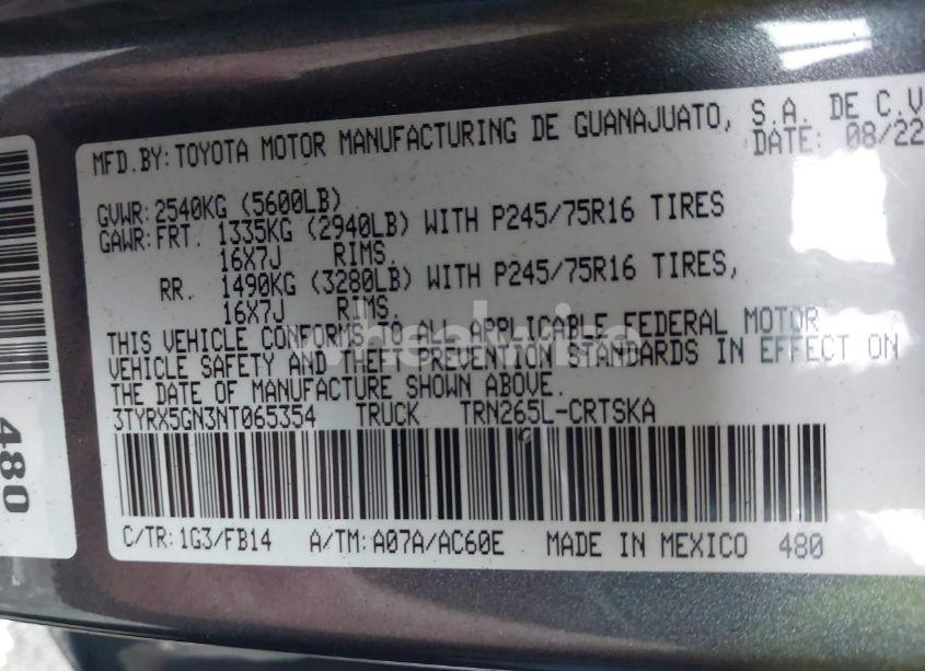 Photo 9 of 2022 Toyota Tacoma SR (VIN 3TYRX5GN3NT065354)