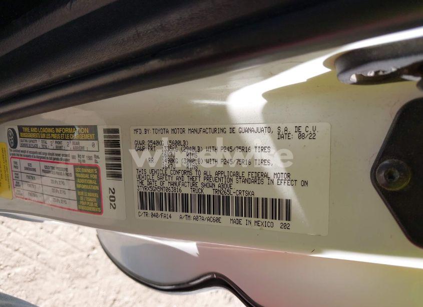 Photo 9 of 2022 Toyota Tacoma SR (VIN 3TYRX5GN5NT063816)