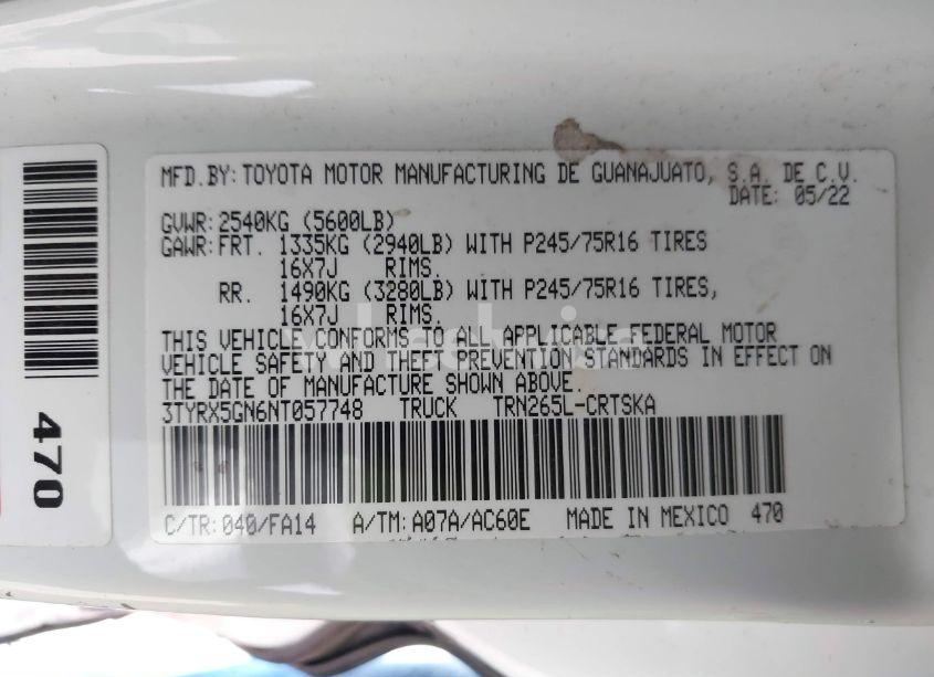 Photo 9 of 2022 Toyota Tacoma SR (VIN 3TYRX5GN6NT057748)