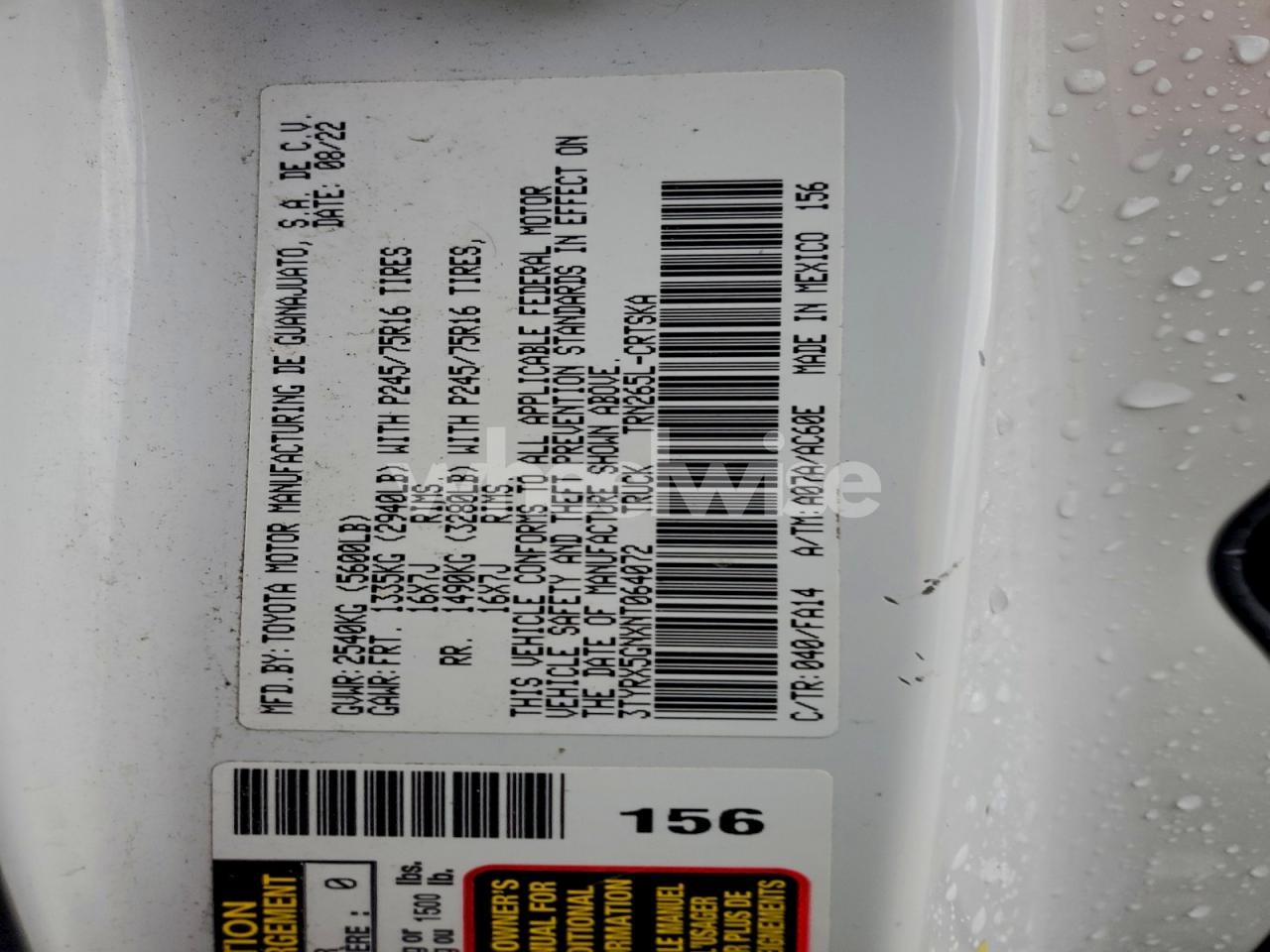 Photo 13 of 2022 TOYOTA TACOMA ACCESS CAB (VIN 3TYRX5GNXNT064072)