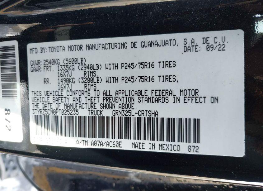 Photo 9 of 2023 Toyota Tacoma SR5 V6 (VIN 3TYRZ5CN0PT025235)