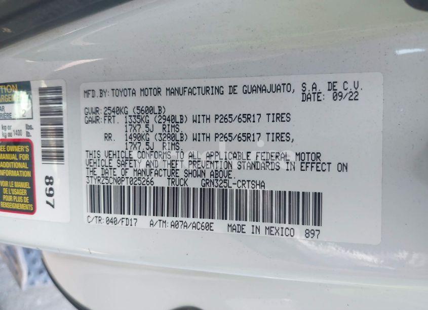 Photo 9 of 2023 Toyota Tacoma TRD SPORT (VIN 3TYRZ5CN0PT025266)