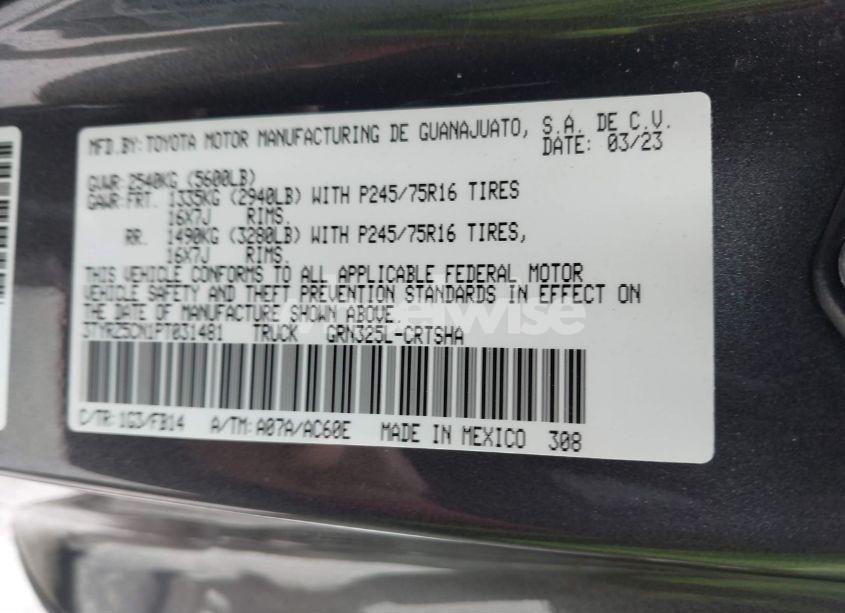 Photo 9 of 2023 Toyota Tacoma SR V6 (VIN 3TYRZ5CN1PT031481)