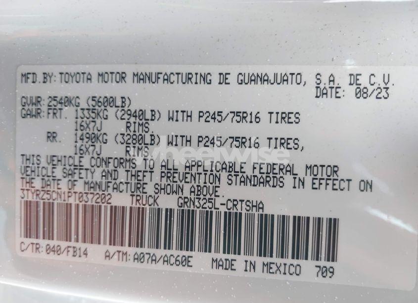 Photo 9 of 2023 Toyota Tacoma SR V6 (VIN 3TYRZ5CN1PT037202)