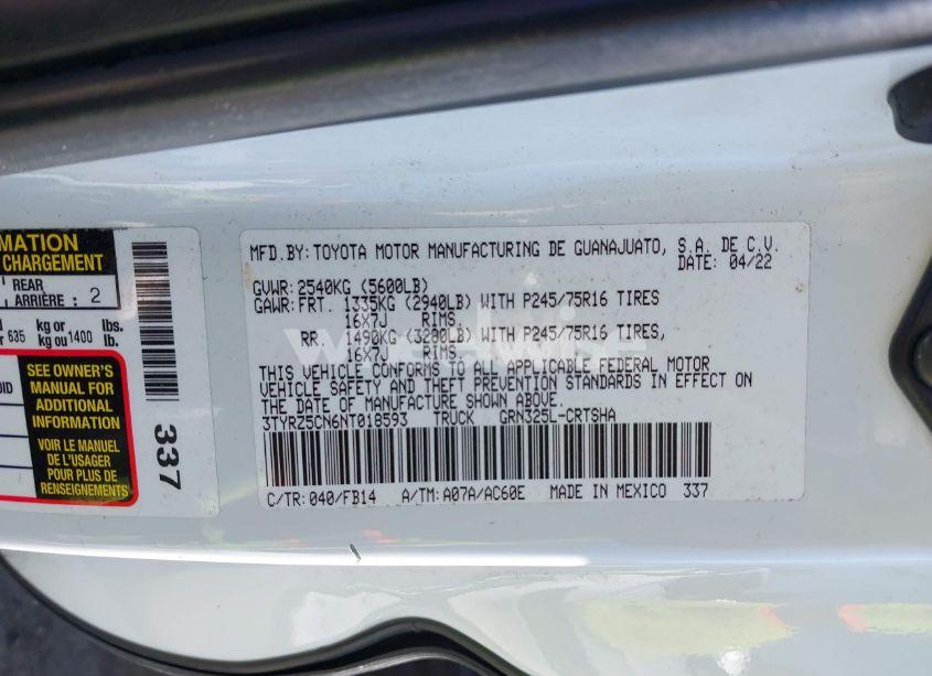 Photo 9 of 2022 Toyota Tacoma SR V6 (VIN 3TYRZ5CN6NT018593)