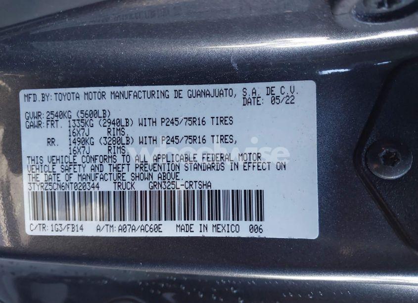 Photo 9 of 2022 Toyota Tacoma SR V6 (VIN 3TYRZ5CN6NT020344)