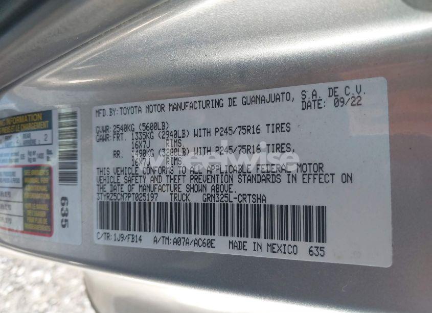 Photo 9 of 2023 Toyota Tacoma SR V6 (VIN 3TYRZ5CN7PT025197)