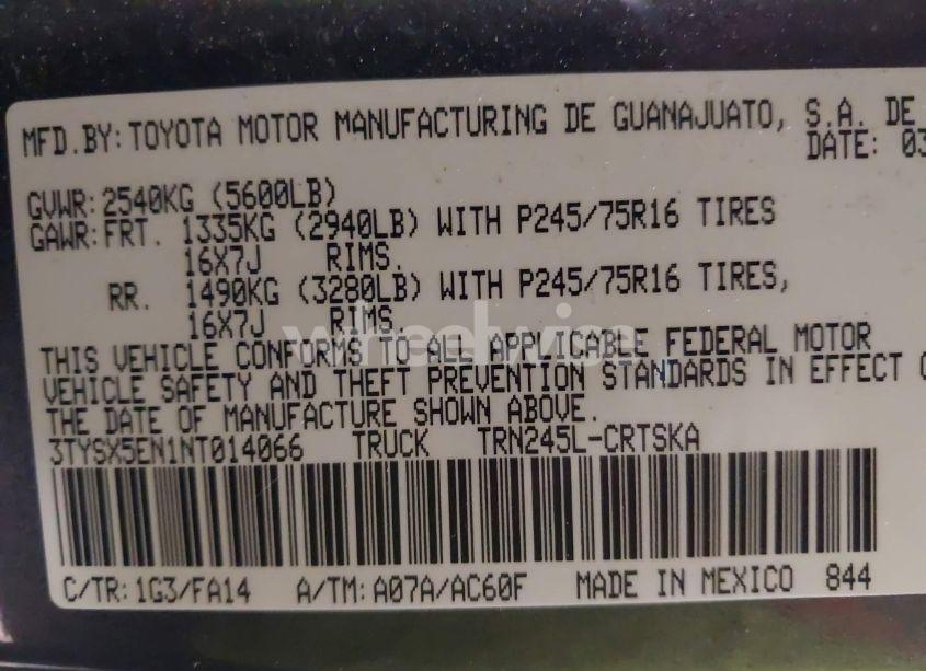 Photo 9 of 2022 Toyota Tacoma SR (VIN 3TYSX5EN1NT014066)