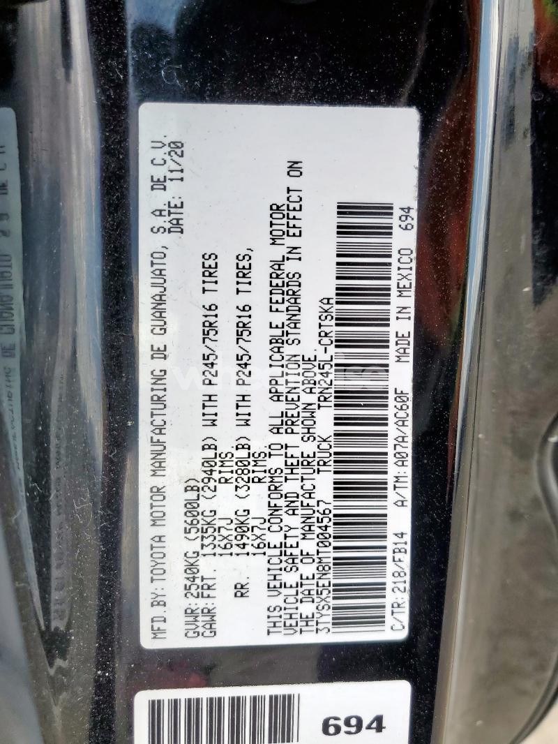 Photo 11 of 2021 TOYOTA TACOMA ACCESS CAB (VIN 3TYSX5EN8MT004567)