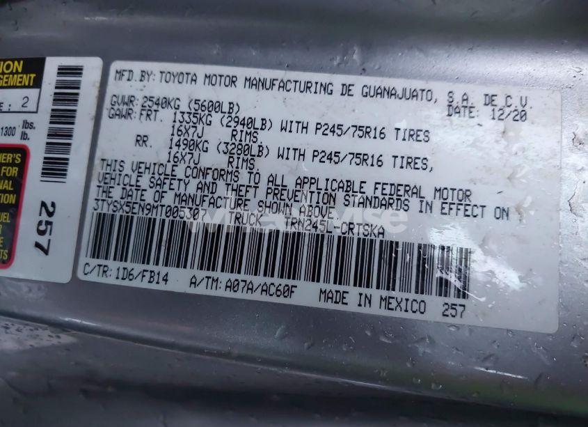 Photo 9 of 2021 Toyota Tacoma SR (VIN 3TYSX5EN9MT005307)