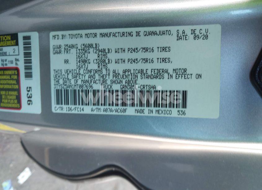 Photo 9 of 2021 Toyota Tacoma SR5 V6 (VIN 3TYSZ5AN1MT007696)