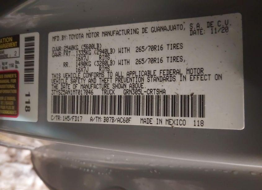 Photo 9 of 2021 Toyota Tacoma TRD OFF-ROAD (VIN 3TYSZ5AN1MT017046)