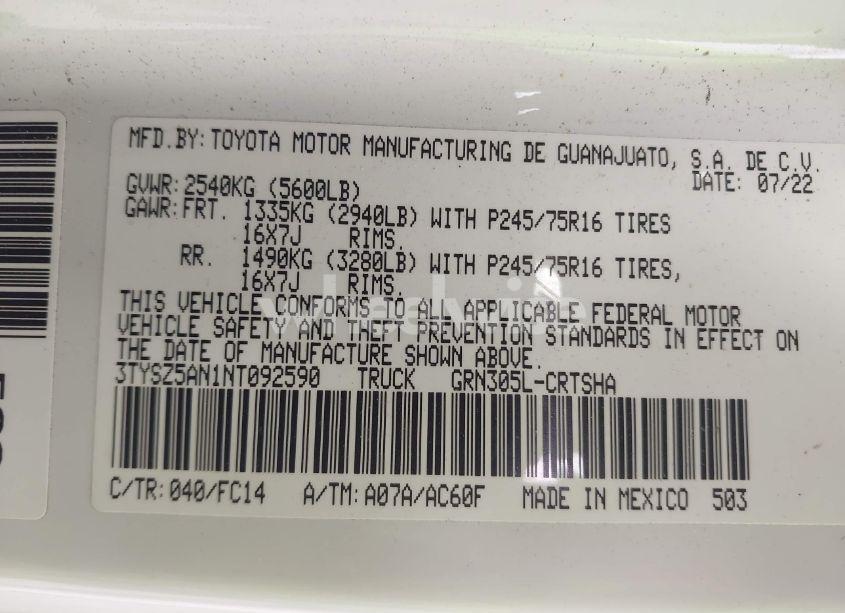 Photo 9 of 2022 Toyota Tacoma SR5 V6 (VIN 3TYSZ5AN1NT092590)
