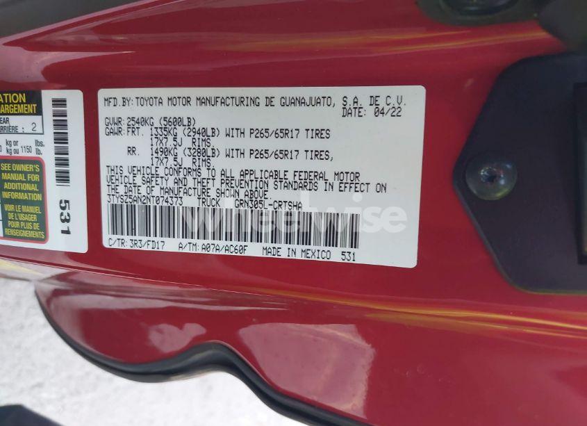 Photo 9 of 2022 Toyota Tacoma (VIN 3TYSZ5AN2NT074373)