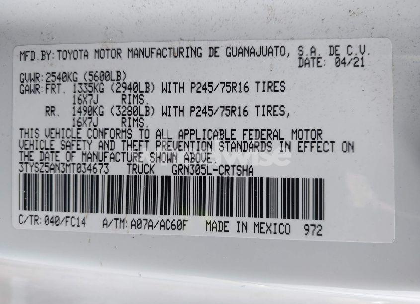 Photo 9 of 2021 Toyota Tacoma SR5 V6 (VIN 3TYSZ5AN3MT034673)
