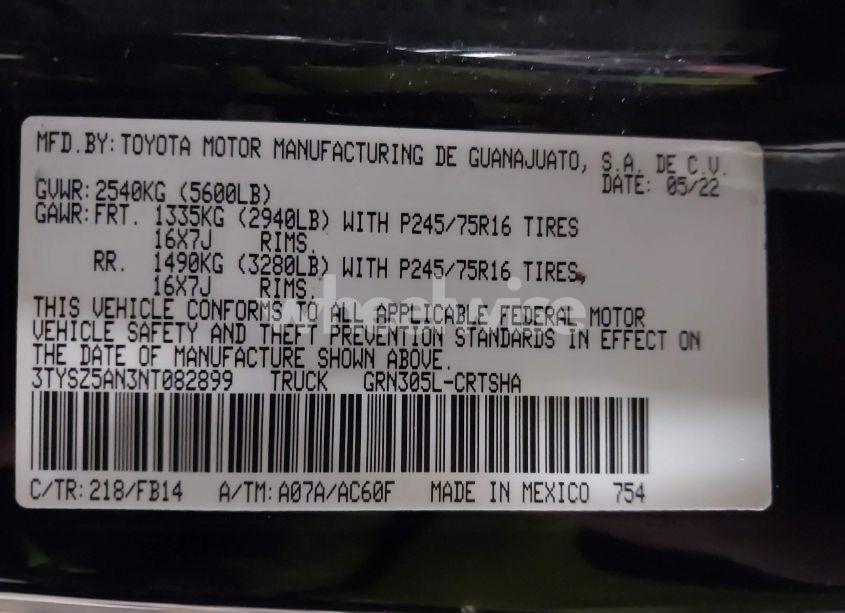 Photo 9 of 2022 Toyota Tacoma SR V6 (VIN 3TYSZ5AN3NT082899)