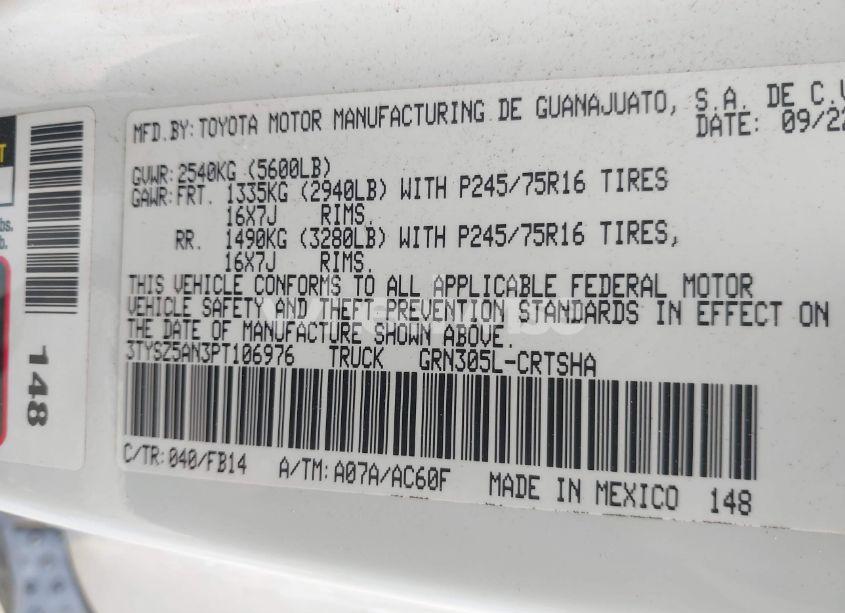 Photo 9 of 2023 Toyota Tacoma SR V6 (VIN 3TYSZ5AN3PT106976)