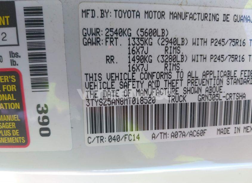 Photo 9 of 2021 Toyota Tacoma SR5 V6 (VIN 3TYSZ5AN8MT018520)