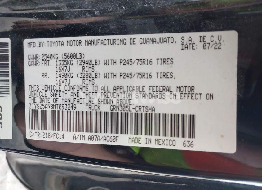 Photo 9 of 2022 Toyota Tacoma SR5 V6 (VIN 3TYSZ5AN8NT093249)