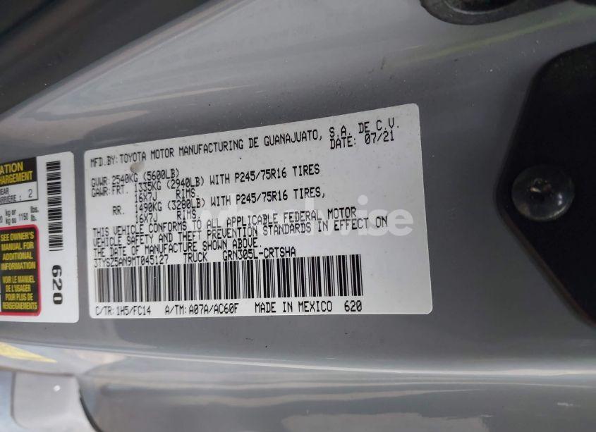 Photo 9 of 2021 Toyota Tacoma SR5 V6 (VIN 3TYSZ5AN9MT045127)