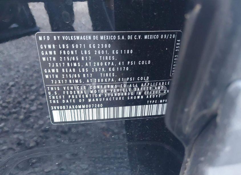 Photo 9 of 2021 Volkswagen Tiguan 2.0T S (VIN 3VV0B7AX0MM007260)