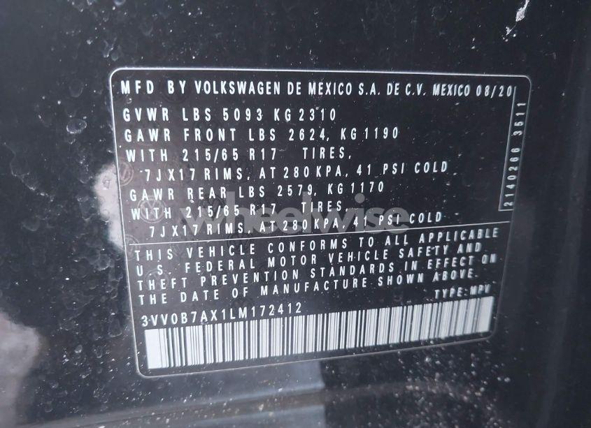 Photo 9 of 2020 Volkswagen Tiguan S (VIN 3VV0B7AX1LM172412)