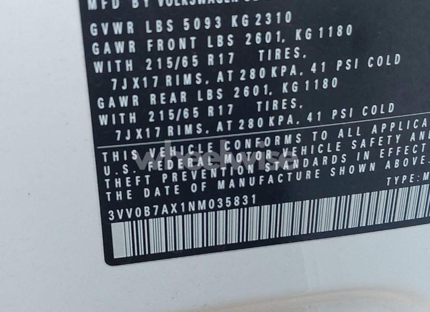 Photo 9 of 2022 Volkswagen Tiguan 2.0T S (VIN 3VV0B7AX1NM035831)