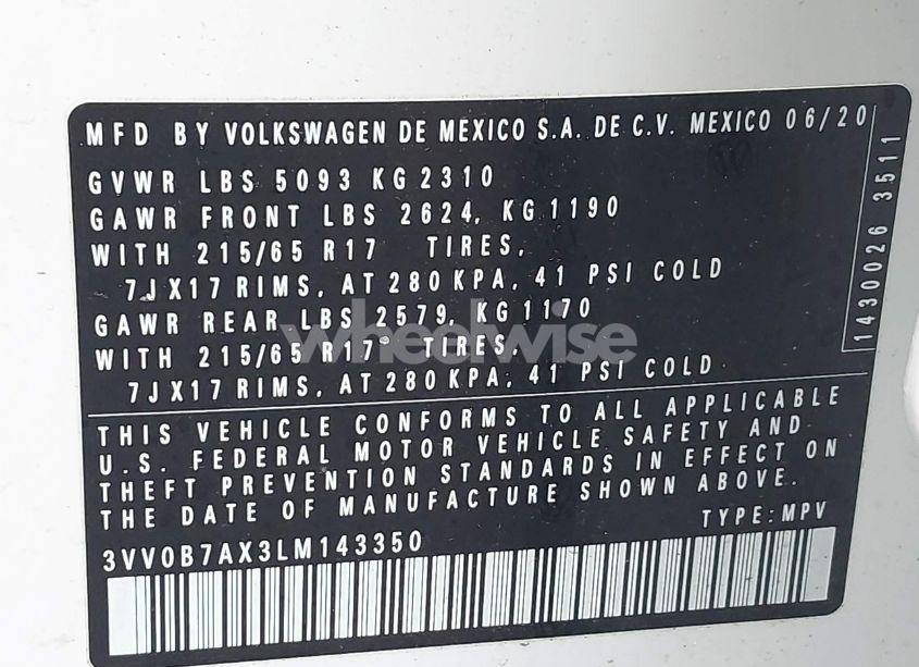 Photo 9 of 2020 Volkswagen Tiguan 2.0T S (VIN 3VV0B7AX3LM143350)