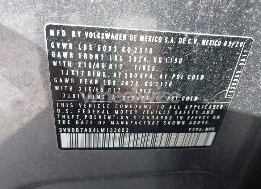Photo 9 of 2020 Volkswagen Tiguan 2.0T S (VIN 3VV0B7AX4LM133653)