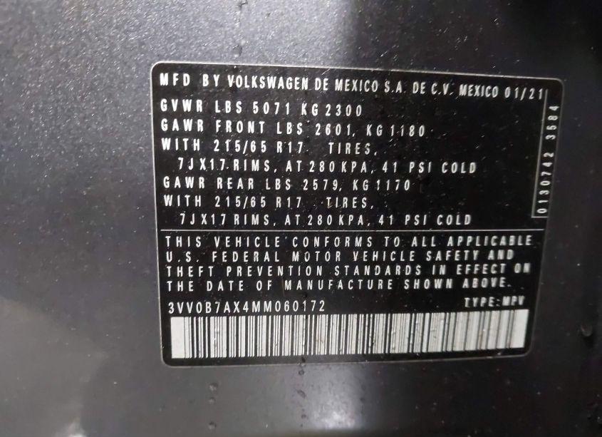Photo 9 of 2021 Volkswagen Tiguan 2.0T S (VIN 3VV0B7AX4MM060172)