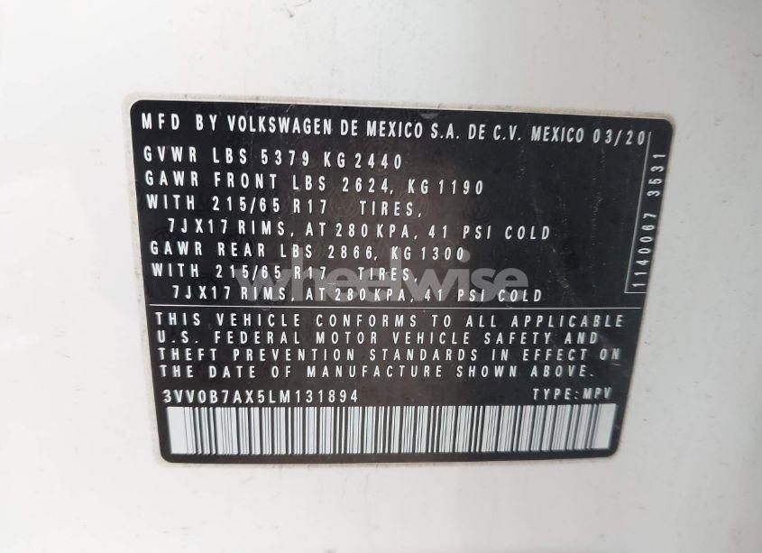 Photo 9 of 2020 Volkswagen Tiguan 2.0T S (VIN 3VV0B7AX5LM131894)